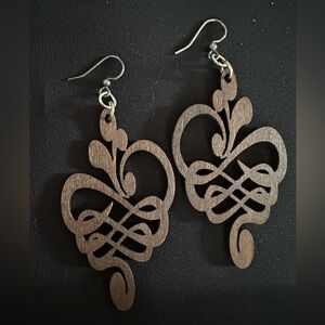 Brown Wooden Earrings | Intricate Bohemian Design